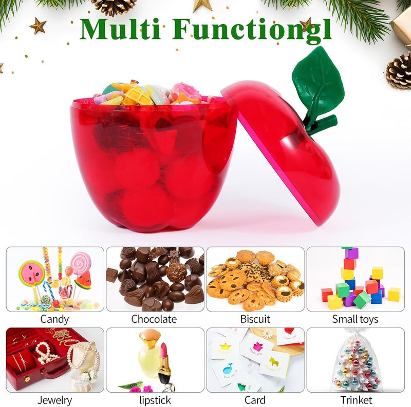 TABGACH Large Red Apple Container Jar,Apple Shaped Candy Jar Back To School Teacher Appreciation Gift Christmas Gifts,Plastic Apple Decor Classroom Wedding Valentine Party Christmas Decorations (8 Pack) - Image 4